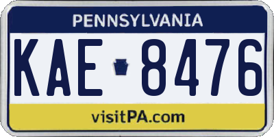 PA license plate KAE8476