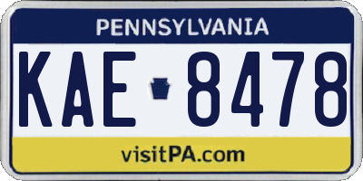 PA license plate KAE8478