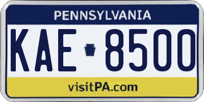 PA license plate KAE8500