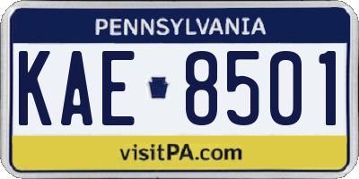 PA license plate KAE8501