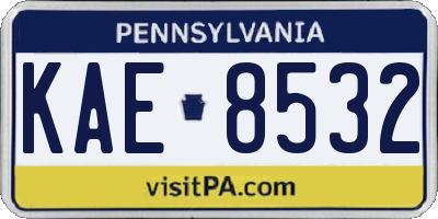 PA license plate KAE8532