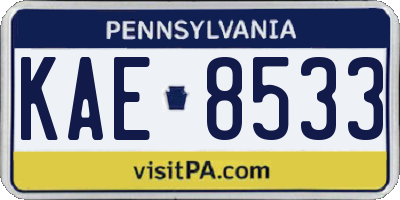 PA license plate KAE8533