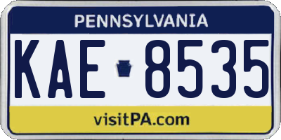 PA license plate KAE8535