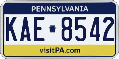 PA license plate KAE8542
