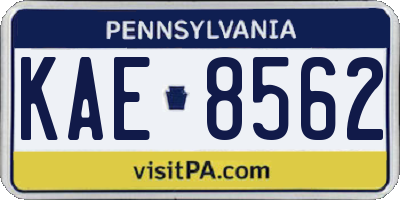 PA license plate KAE8562