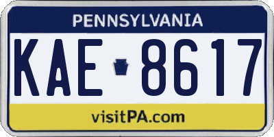 PA license plate KAE8617