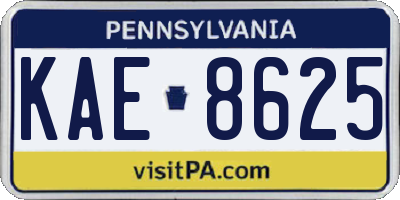 PA license plate KAE8625