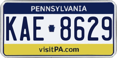 PA license plate KAE8629