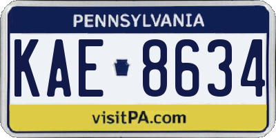 PA license plate KAE8634