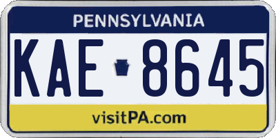 PA license plate KAE8645