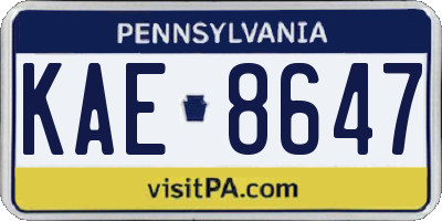 PA license plate KAE8647