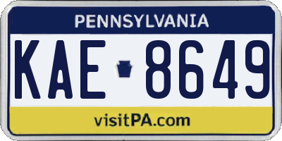 PA license plate KAE8649