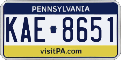 PA license plate KAE8651