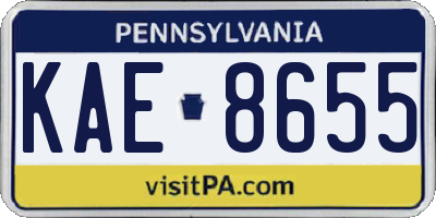 PA license plate KAE8655