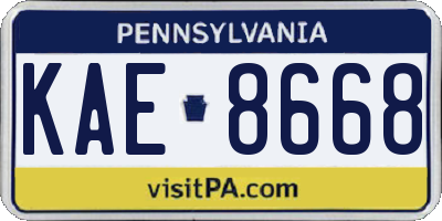 PA license plate KAE8668