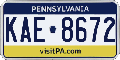 PA license plate KAE8672