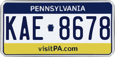 PA license plate KAE8678