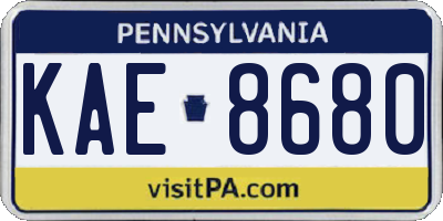 PA license plate KAE8680