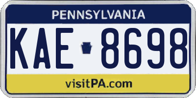 PA license plate KAE8698