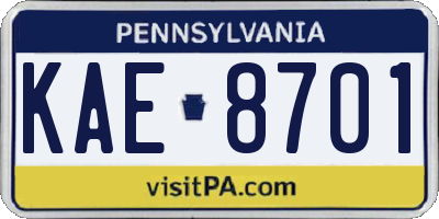 PA license plate KAE8701