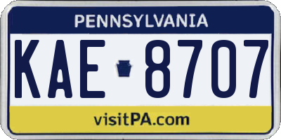 PA license plate KAE8707