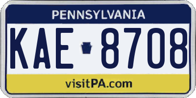 PA license plate KAE8708
