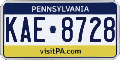 PA license plate KAE8728