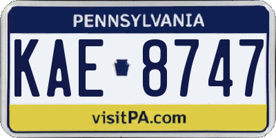 PA license plate KAE8747