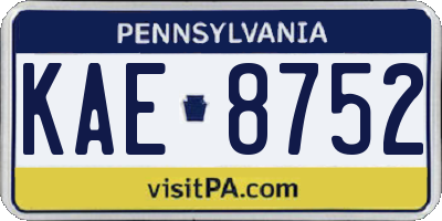 PA license plate KAE8752