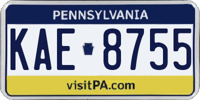 PA license plate KAE8755