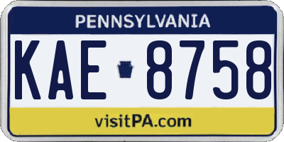 PA license plate KAE8758