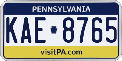 PA license plate KAE8765
