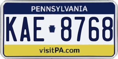 PA license plate KAE8768