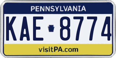 PA license plate KAE8774