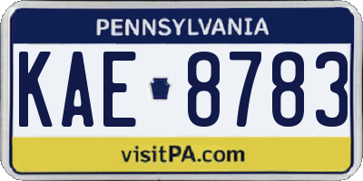 PA license plate KAE8783