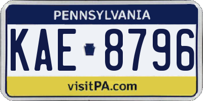 PA license plate KAE8796