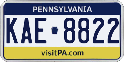 PA license plate KAE8822