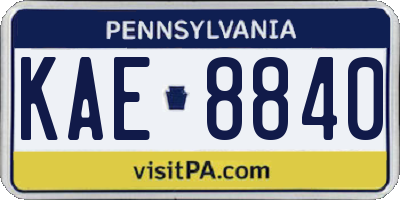 PA license plate KAE8840