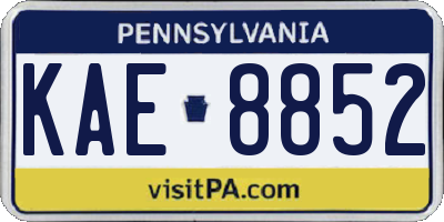 PA license plate KAE8852