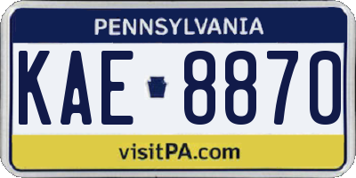 PA license plate KAE8870
