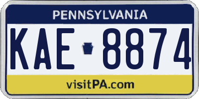 PA license plate KAE8874