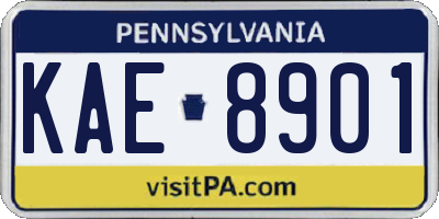 PA license plate KAE8901
