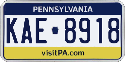 PA license plate KAE8918