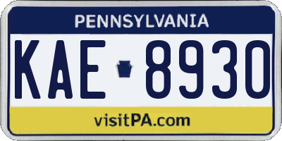 PA license plate KAE8930