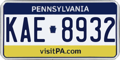 PA license plate KAE8932