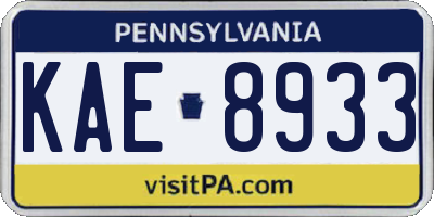 PA license plate KAE8933
