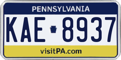 PA license plate KAE8937