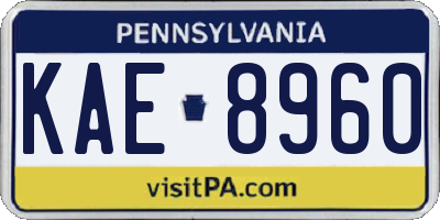 PA license plate KAE8960