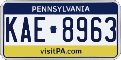 PA license plate KAE8963