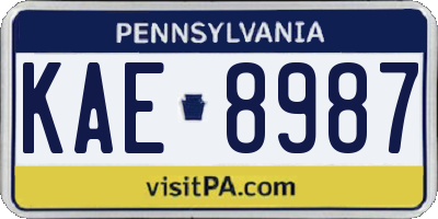 PA license plate KAE8987
